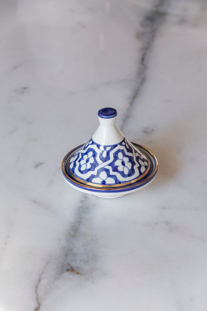 PETIT TAJINE D14CM FASSIA BLEU MAJORELLE GOLD