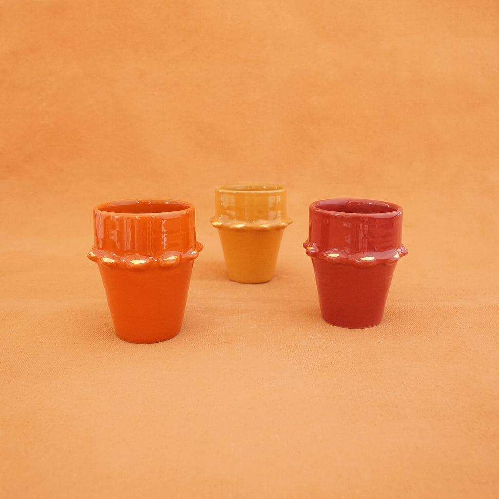 3 GRANDES TASSES AUBERGINE + CURRY + TERRE TAZZA GOLD