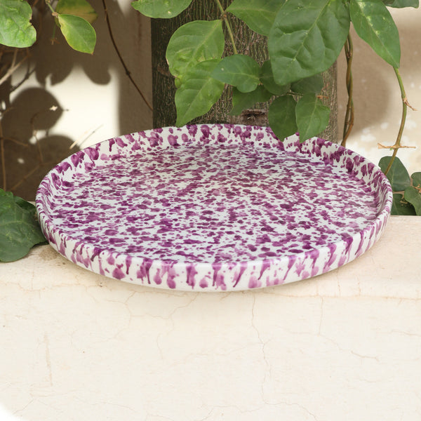 LOT DE 6 GRANDES PLATS RONDS D28CM GRANITO LILAS