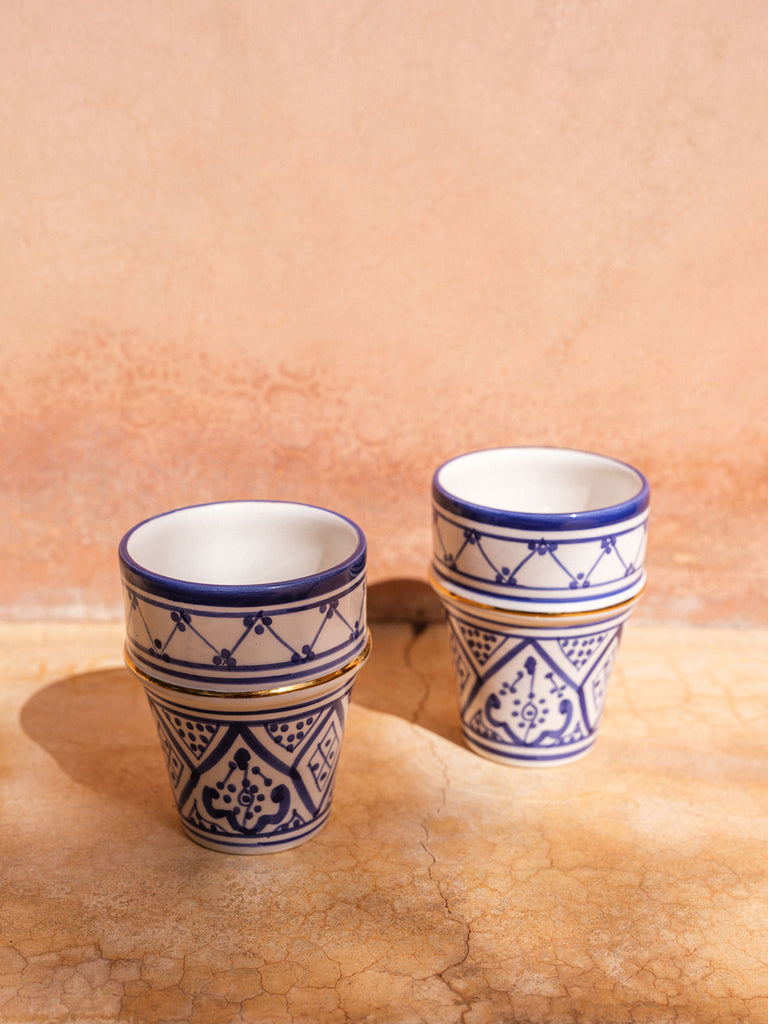 2 Grandes tasses beldi Zwak bleu majorelle gold