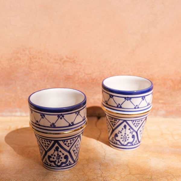 2 Grandes tasses beldi Zwak bleu majorelle gold