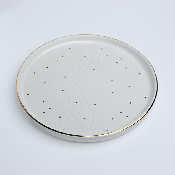 PLAT ROND EMPREINTE BLANC GOLD