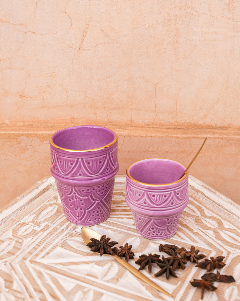 Moyenne tasse beldi Empreinte lilas gold