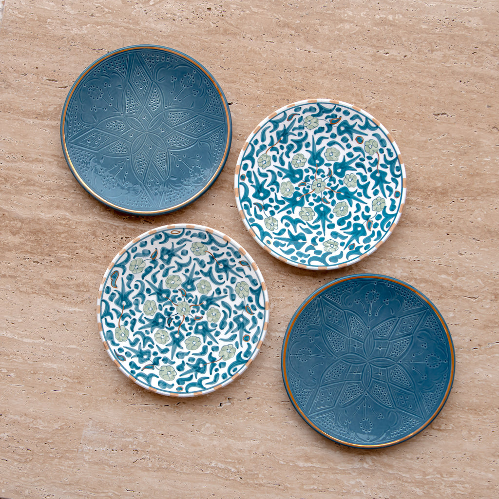 Set 4 assiettes d26 fleurs bleu CHARDON