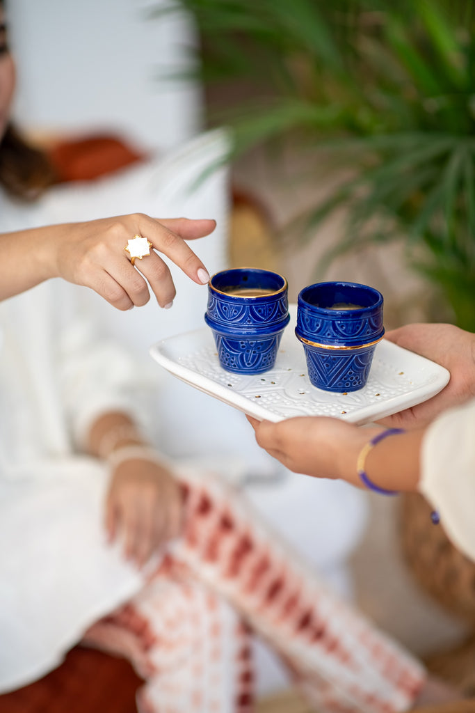 Petite tasse à café Empreinte bleu majorelle gold