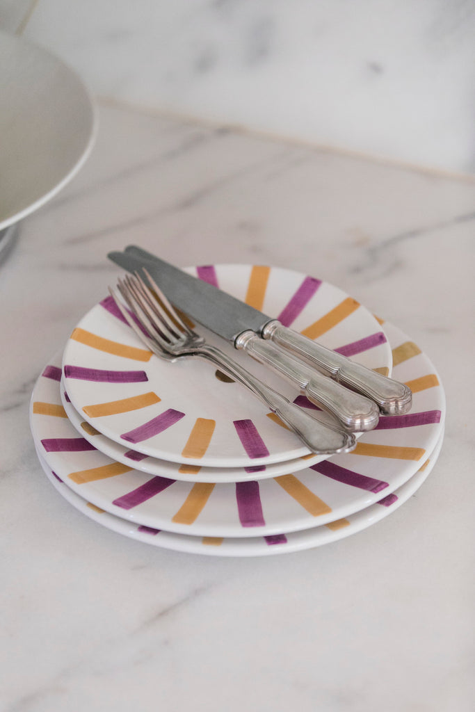 Assiette Ourika lilas paille gold